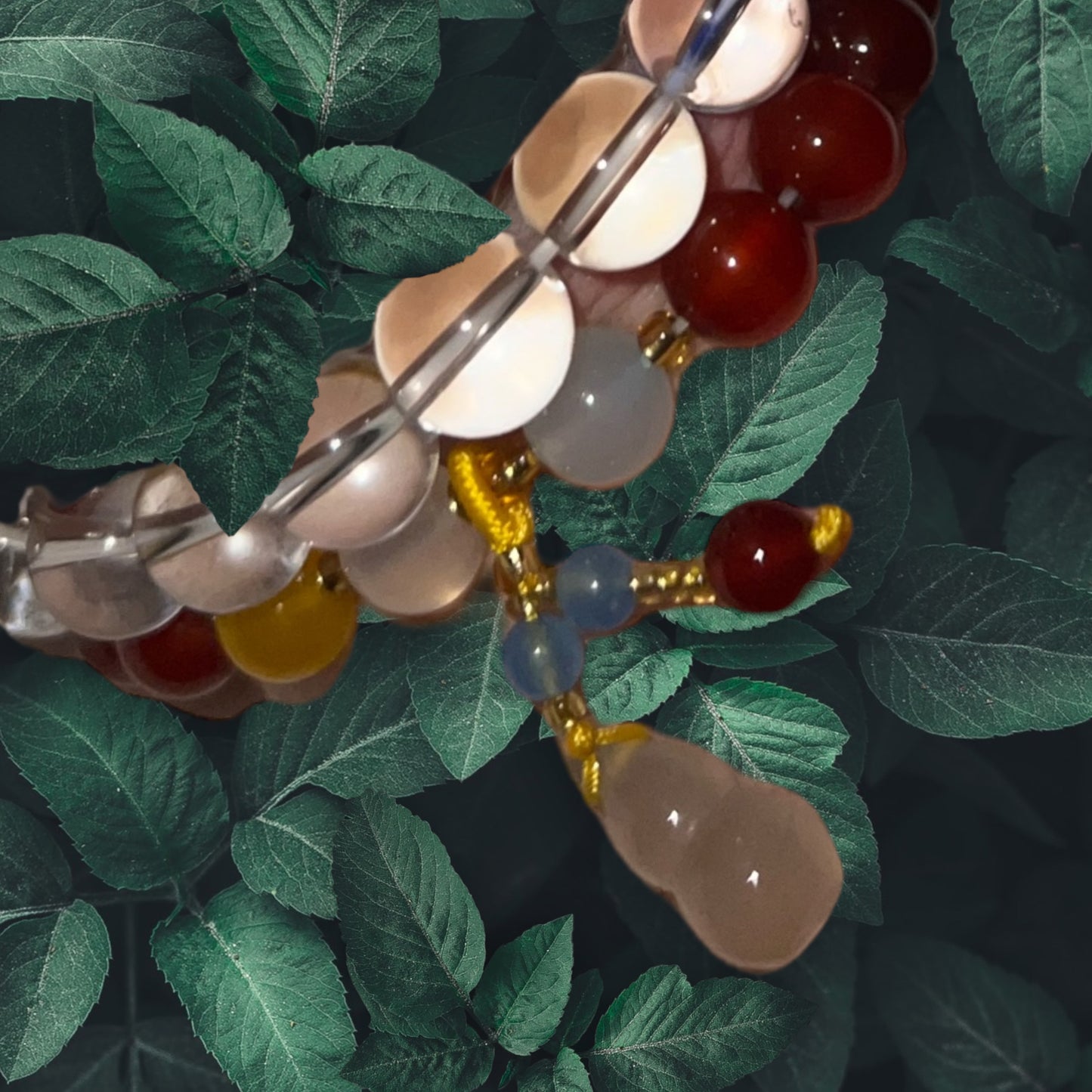 Custom - Bracelet-Red Amber - Mix crystal beads-Glass gold bead