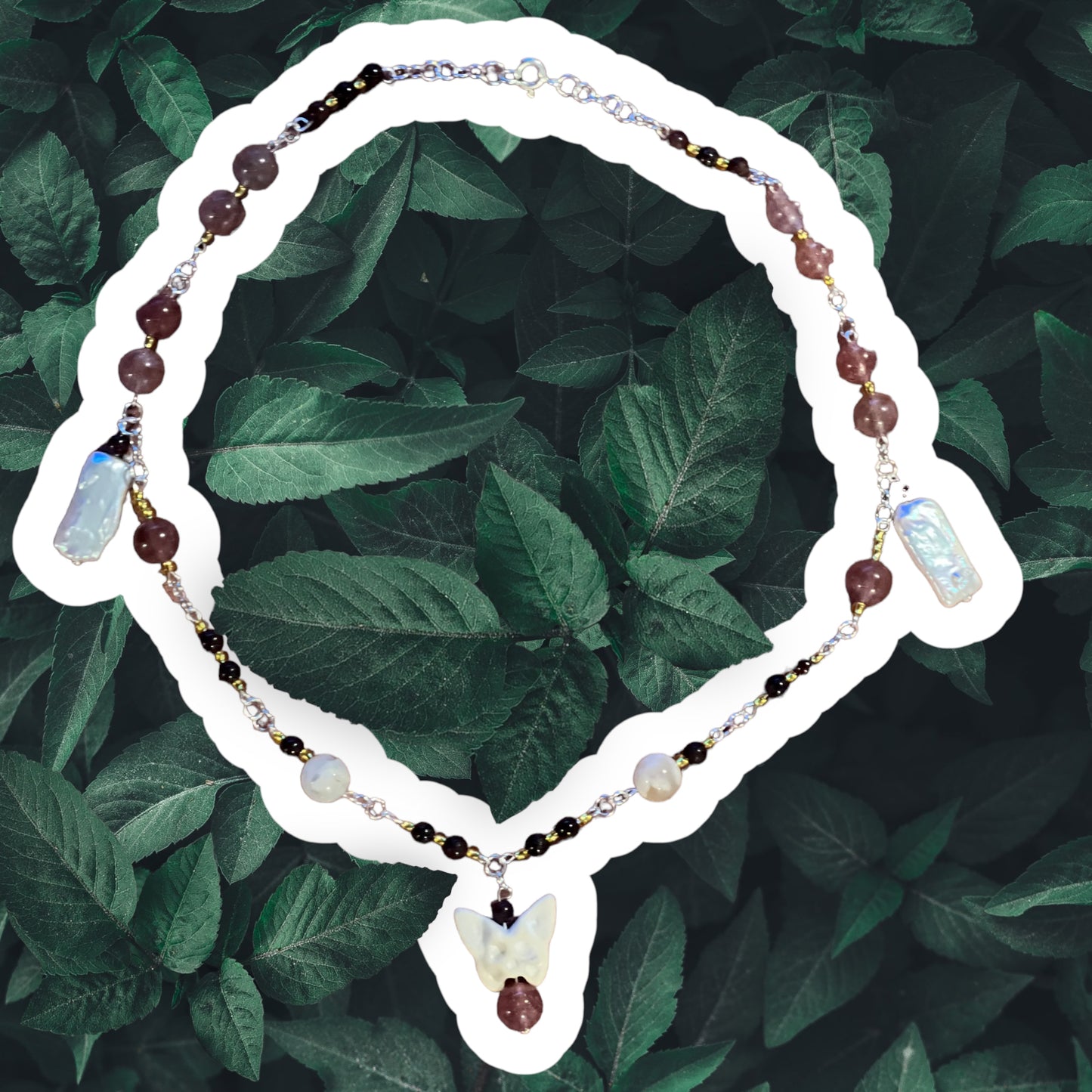 Necklace - 925 Sterling Silver - Alishion Hawk Moth & Cultured Pearls